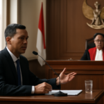 Seorang saksi ahli memberikan keterangan di ruang sidang pengadilan