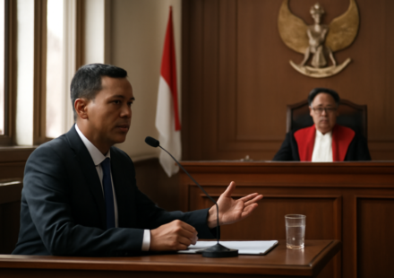 Seorang saksi ahli memberikan keterangan di ruang sidang pengadilan