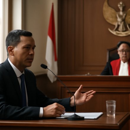 Seorang saksi ahli memberikan keterangan di ruang sidang pengadilan